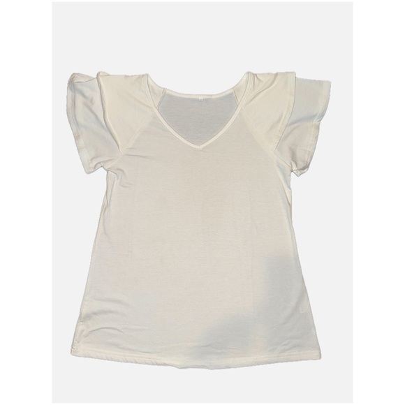 Tops - NWOT-Women's White Flutter Sleeve Top size Small